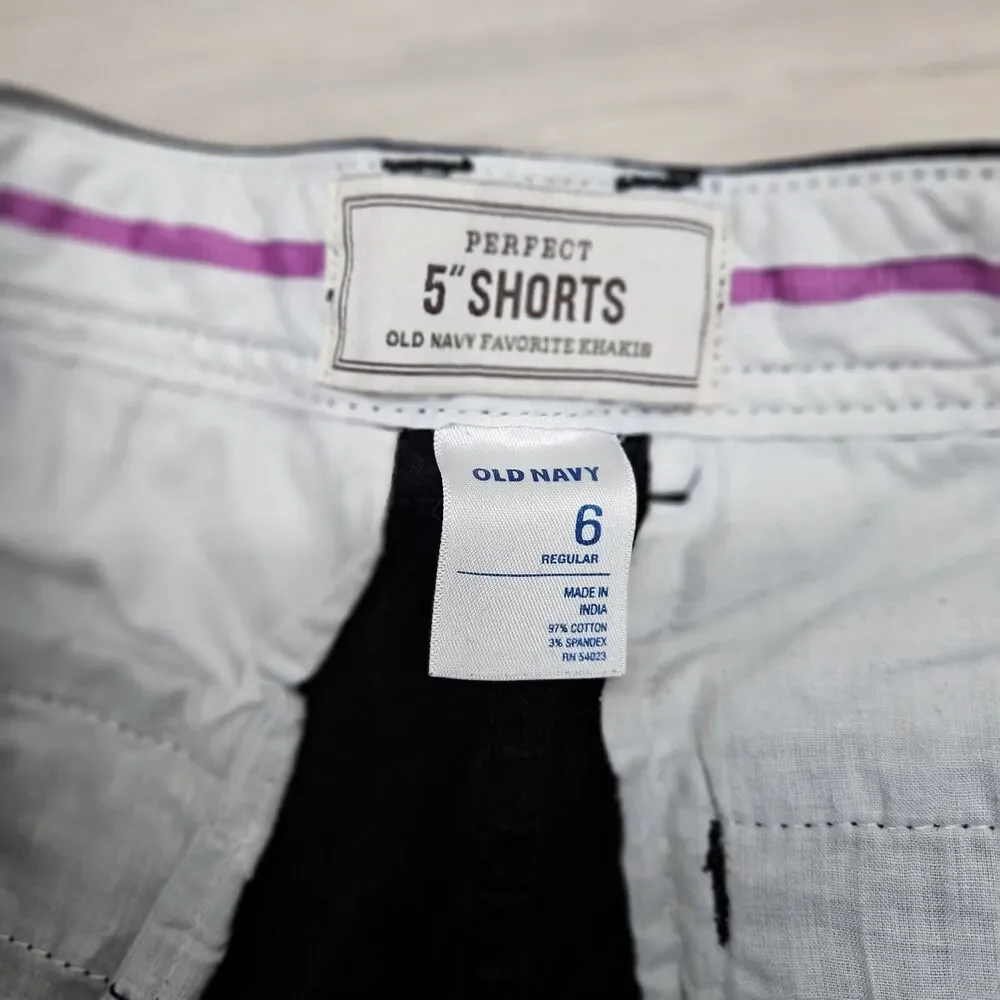 OLD NAVY Womens Black Perfect Shorts Khaki Chinos Size 6